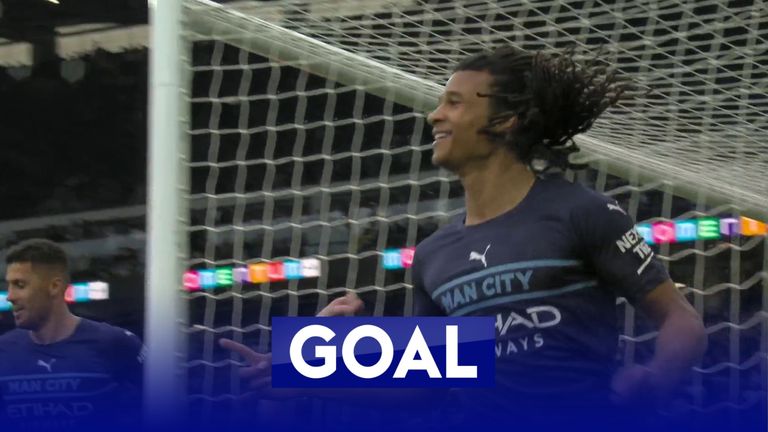 Nathan Ake turns the ball in from close range to double Manchester City's advantage over Leeds.