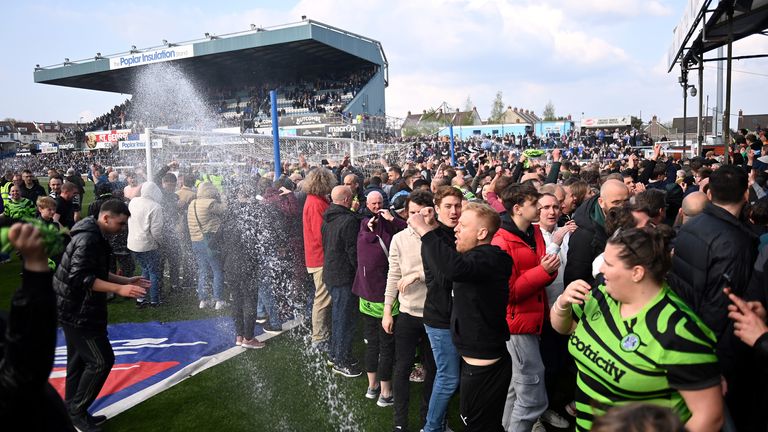 Forest Green fans celebrate securing League One promotion