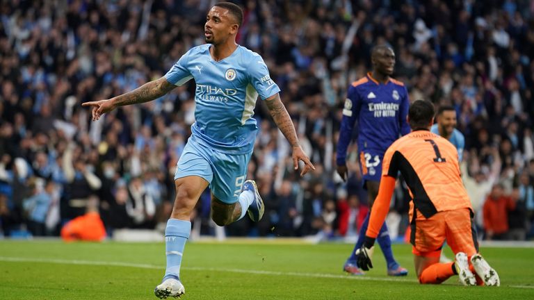 Gabriel Jesus put Manchester City 2-0 up against Real Madrid