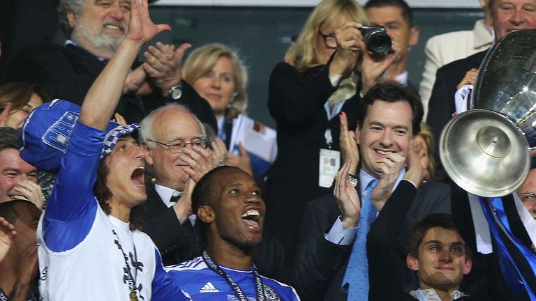 George Osborne applauds as Chelsea celebrate winning the Champions League in 2012