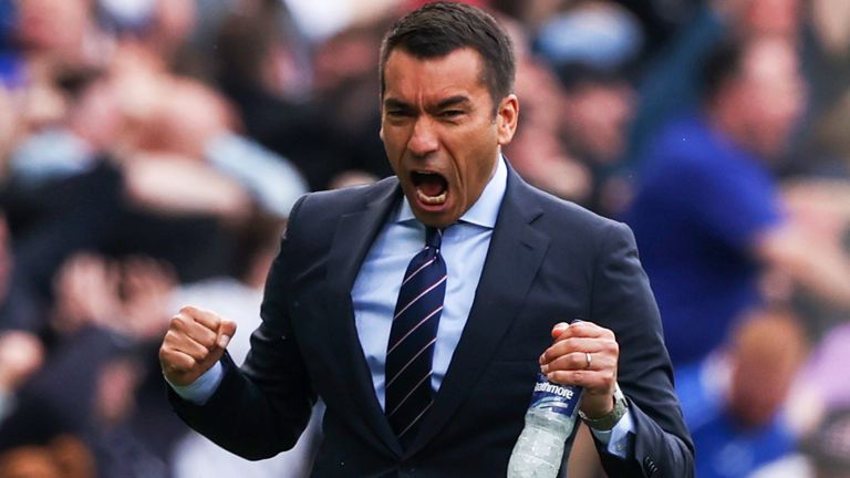 Giovanni van Bronckhorst celebrates his side taking the lead in extra time
