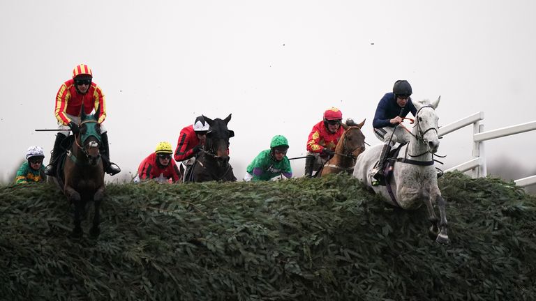 Snow Leopardess navigates The Chair at Aintree