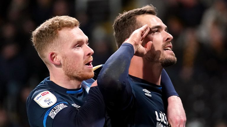 Huddersfield Town's Harry Toffolo celebrates scoring against Hull