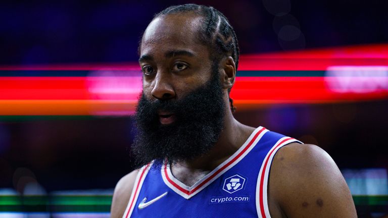 James Harden in action during the NBA Playoffs