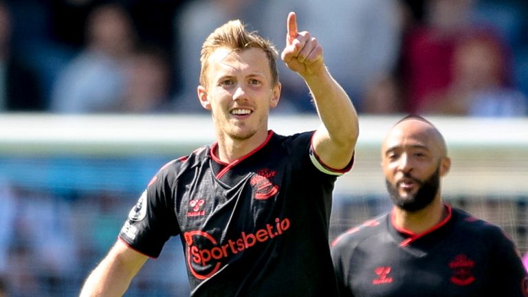 James Ward-Prowse celebrates his second goal against Brighton