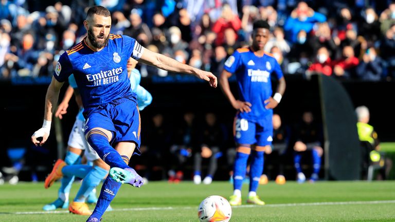 Karim Benzema scored two out of three penalties at Celta Vigo