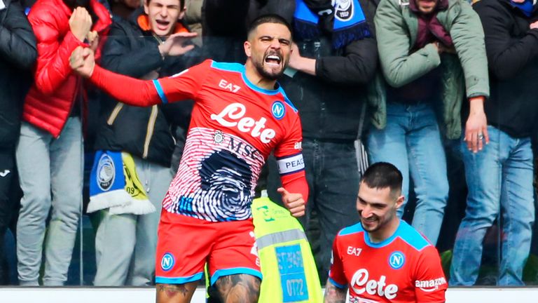 Lorenzo Insigne celebrates his goal for Napoli