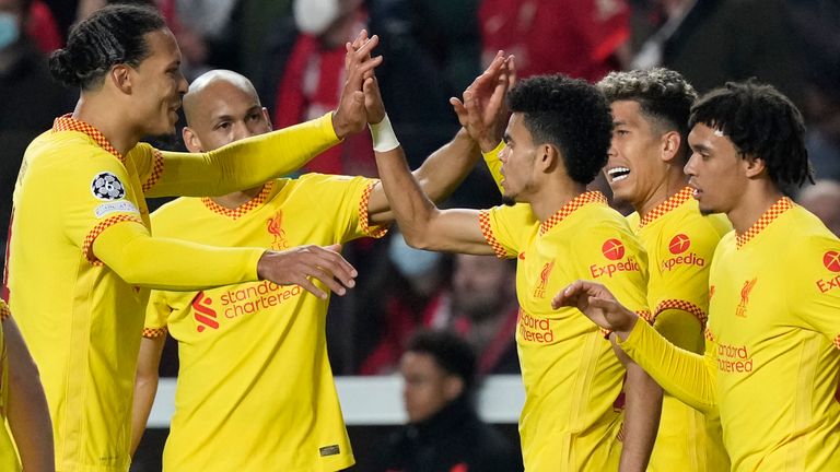 Luis Diaz scored a late Liverpool third in their Champions League game against Benfica