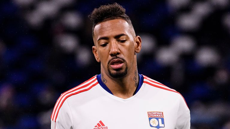 January 9, 2022, Lyon, France: Lyon, France - January 09: Jerome Boateng of Lyon warming up during the Ligue 1 Uber Eats match between Olympique Lyonnais and Paris Saint Germain at Groupama Stadium on January 9, 2022 in Lyon, France. (Credit Image: © Marcio Machado/ZUMA Press Wire) (Cal Sport Media via AP Images)