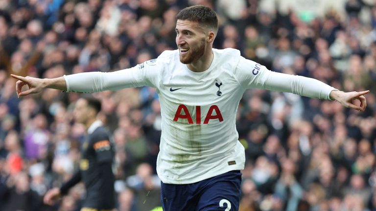 Matt Doherty celebrates after giving Spurs the lead (AP)