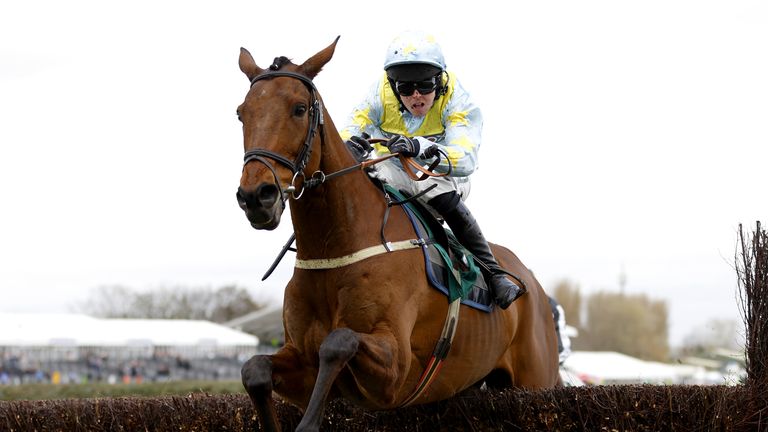 Millers Bank on his way to victory in the Manifesto Novices' Chase at Aintree