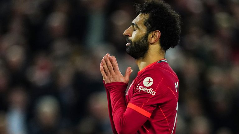 Mohamed Salah celebrates Liverpool's 4-0 win