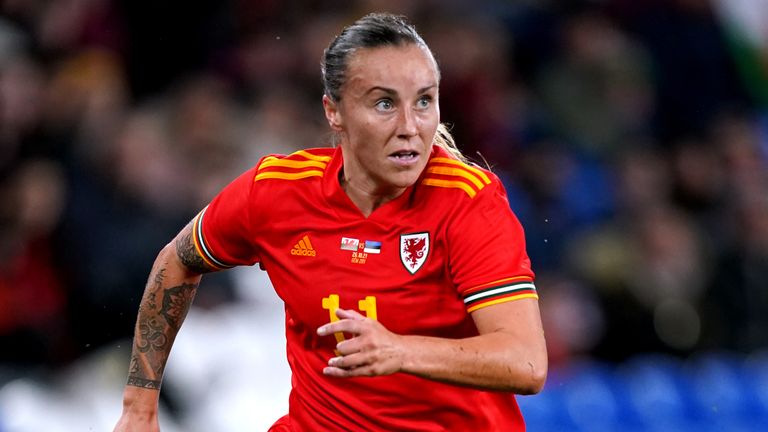 Natasha Harding, seen here playing against Estonia in October last year, scored on her 100th cap