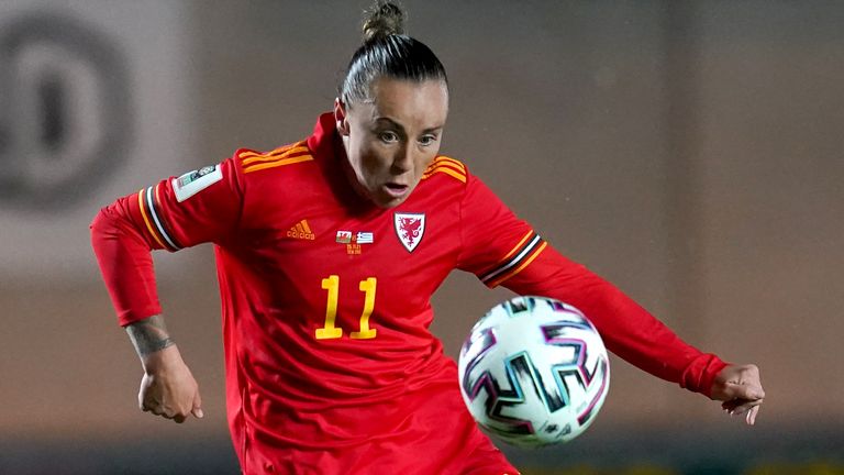 Natasha Harding, seen here playing against Greece in November last year, scored on her 100th cap
