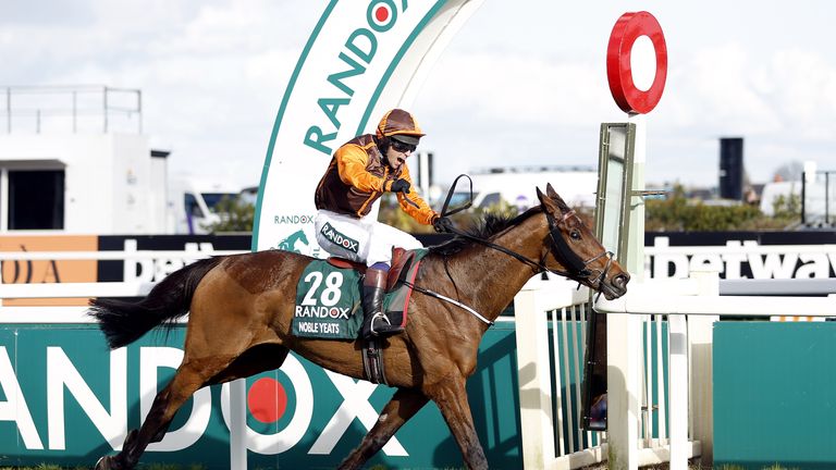 Sam Waley-Cohen celebrates as Noble Yeats wins the Grand National