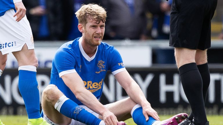 Rangers' Filip Helander is forced off against St Mirren