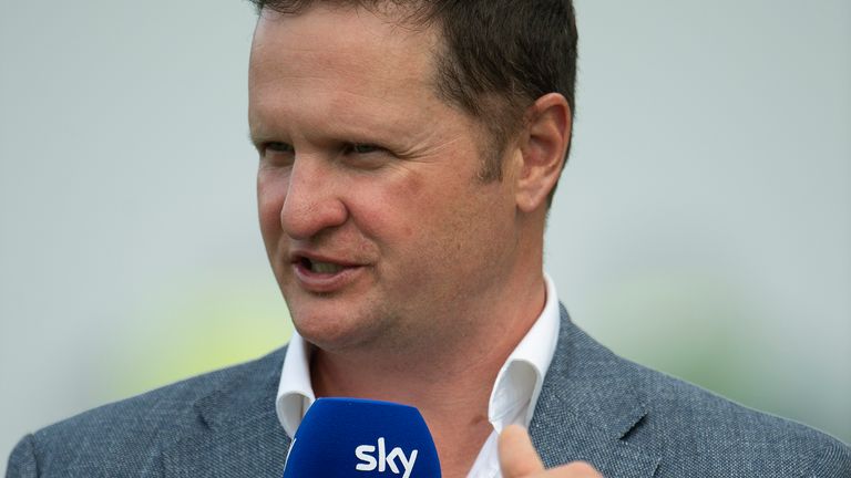 BIRMINGHAM, ENGLAND - JUNE 10: Sky Sports commentator and former England batsman Rob Key during the end of play wrap-up after day one of the second Test Match between England and New Zealand at Edgbaston on June 10, 2021 in Birmingham, England. (Photo by Visionhaus/Getty Images)