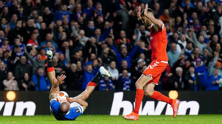 Vitor Tormena was sent off for bringing down Kemar Roofe