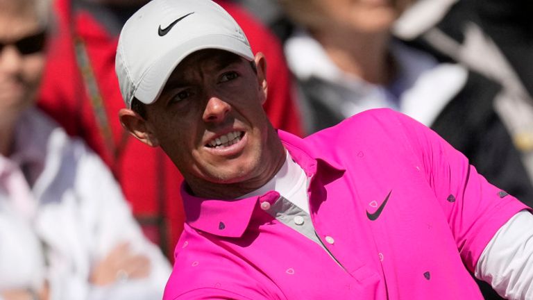 Rory McIlroy, of Northern Ireland chips to the second green during the second round at the Masters 