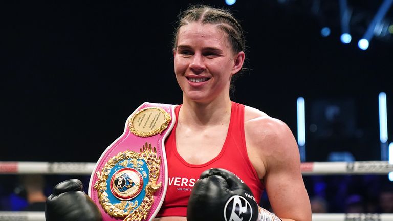 Savannah Marshall v Femke Hermans - Utilita Arena
Savannah Marshall celebrates defeating Femke Herman by knock-out in round three of the World Boxing Organisation World Female Middle Title at the Utilita Arena, Newcastle. Picture date: Saturday April 2, 2022.