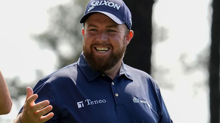 Shane Lowry, of Ireland, reacts after his ball hit the pin on the fourth hole during the first round at the Masters golf tournament on Thursday, April 7, 2022, in Augusta, Ga. (AP Photo/Robert F. Bukaty)