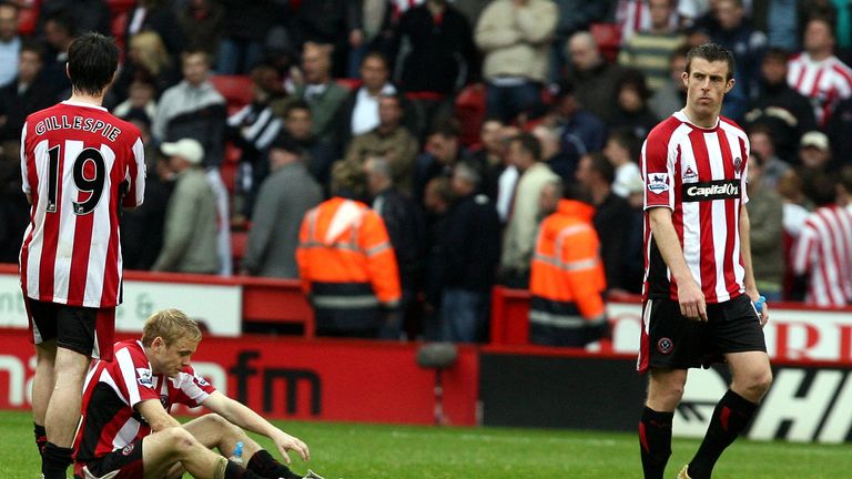 Sheffield United were relegated from the Premier League on the final day of the 2006/07 season after losing to Wigan - who stayed up in their place