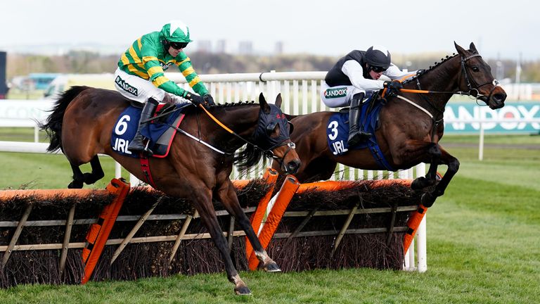 Sire Du Berlais gets past Flooring Porter at Aintree in the Liverpool Hurdle