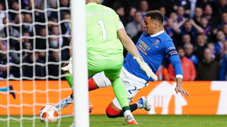 James Tavernier scores Rangers' first against Braga