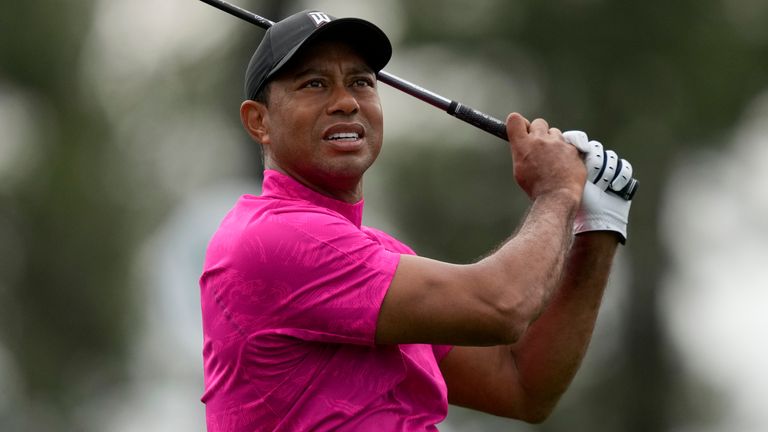 Tiger Woods during the first round at the Masters