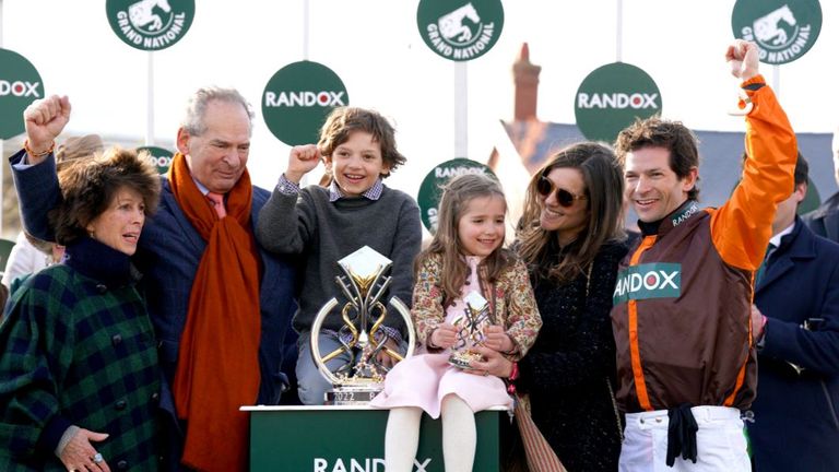 The Waley-Cohen family celebrate Grand National victory at Aintree