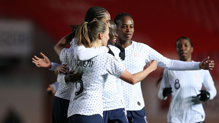 Lyon centre-back Wendie Renard scored France's first goal in their 2-1 win