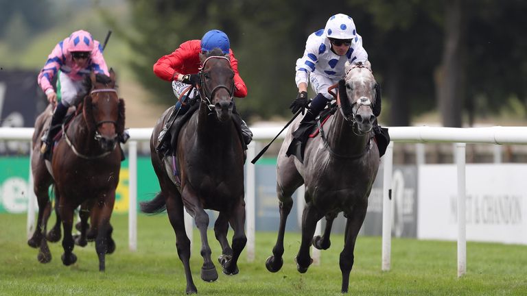 Twilight Calls ridden by jockey David Probert (second right) on their way to winning the Moet & Chandon Handicap during Gentlemen's Day of the 2021 Moet and Chandon July Festival at Newmarket racecourse. Picture date: Friday July 9, 2021.