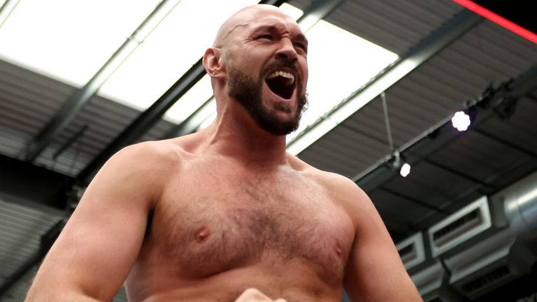 Fury operated in southpaw during an open workout ahead of his fight with Whyte