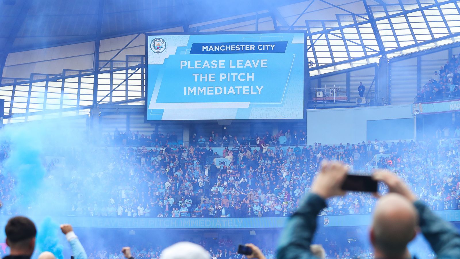 Two fans arrested after Manchester City’s title win