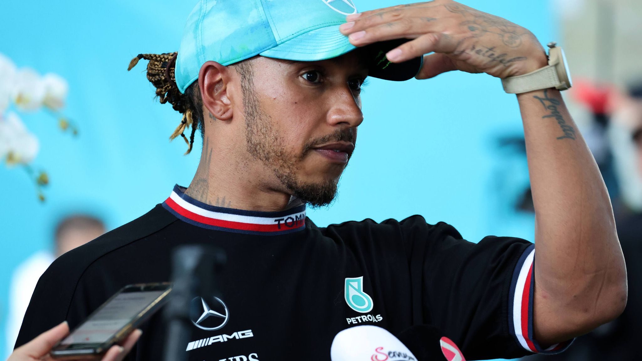 Making a statement? Lewis Hamilton was spotted at the Miami International  Autodrome on Friday ahead of Sunday'…