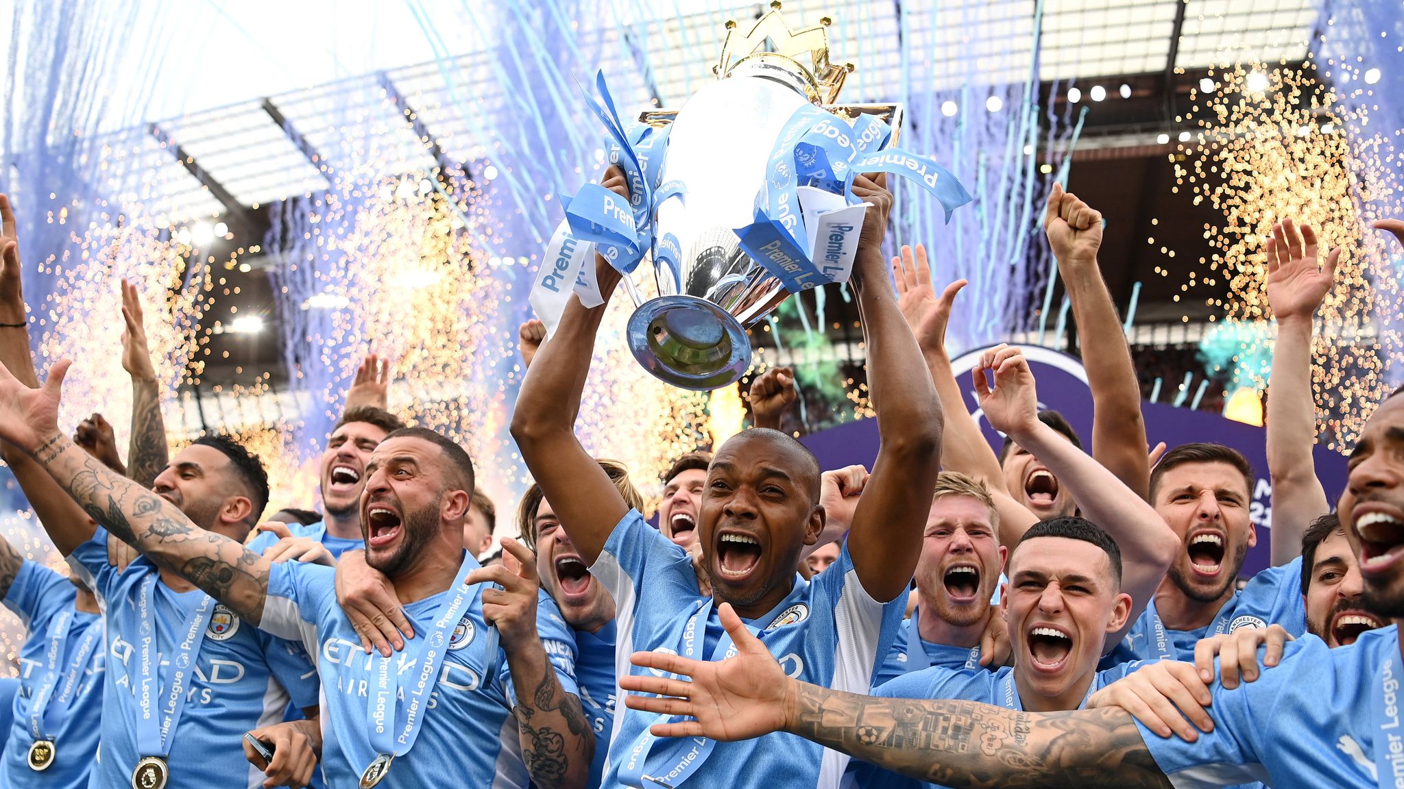 Man City 3-2 Aston Villa Premier League title won in dramatic fashion as City come from two down to win late on Football News Sky Sports