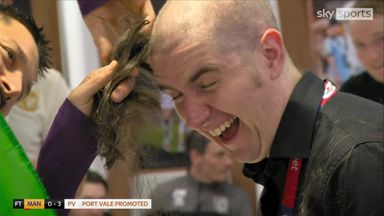 Port Vale owner's son shaves head in promotion celebrations!