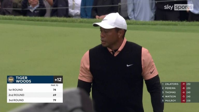 Tiger Woods had an even match on the 18th to finish in a high position after a tough day at the Southern Hills