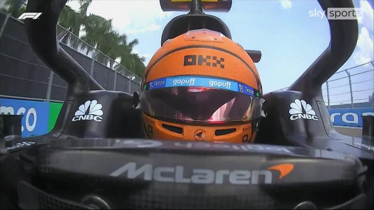 McLaren driver Lando Norris debuted this incredible basketball-themed helmet in P1 of the Miami GP