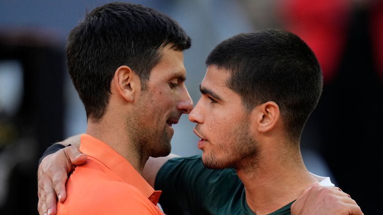 Carlos Alcaraz and Novak Djokovic (Associated Press)