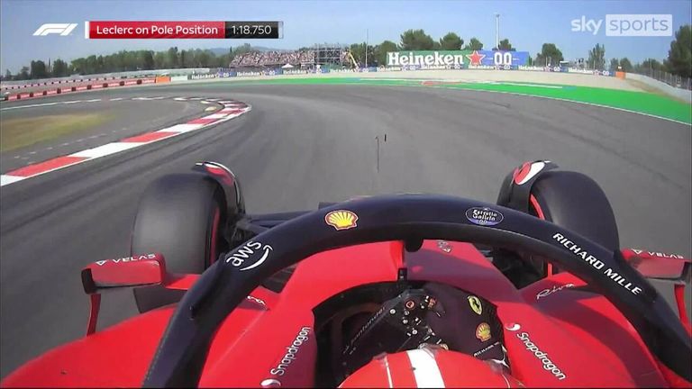 Ride onboard with Charles Leclerc as the Ferrari driver secures pole for Sunday's Spanish Grand Prix.