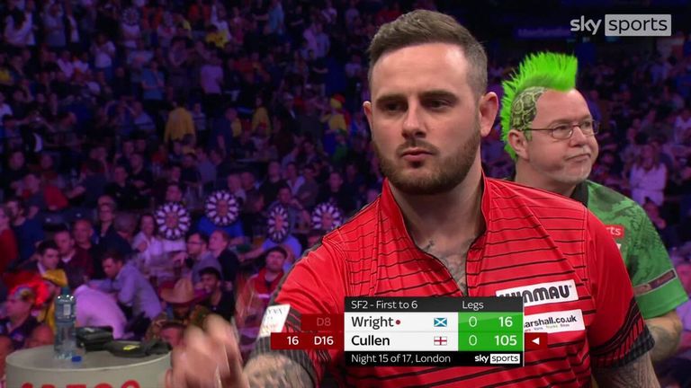 Cullen wins the first leg with a 105 checkout against Peter Wright