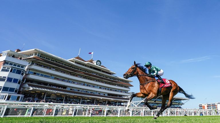 Nashwa ridden by Hollie Doyle on their way to victory in the Haras De Bouquetot Fillies' Trial Stakes at Newbury racecourse. Picture date: Saturday May 14, 2022.