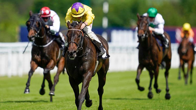 Tom Marquand riding Sea Silk Road win The William Hill Height Of Fashion Stakes at Goodwood 