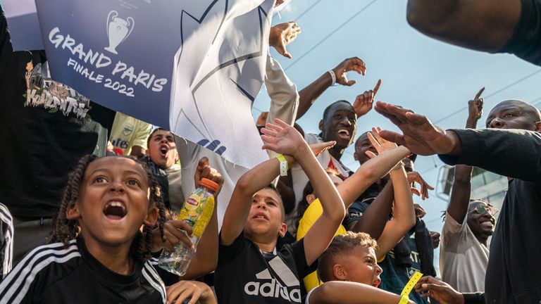 Scenes from the adidas event in Paris as Zinedine Zidane surprised youngsters at a football tournament on the eve of the Champions League final