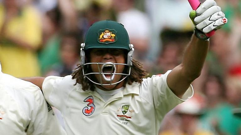 Andrew Symonds celebrates scoring a superb century against England in the Boxing Day Test at the MCG in 2006