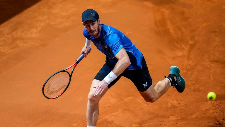 Andy Murray defeated Denis Shapovalov 6-1 3-6 6-2 in the second round of the Madrid Open.  (Pictures: Amazon Prime Video)