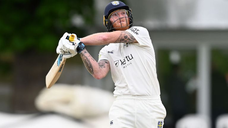 England Test captain Ben Stokes hits five straight sixes to reach his 100 in County Championship action for Durham