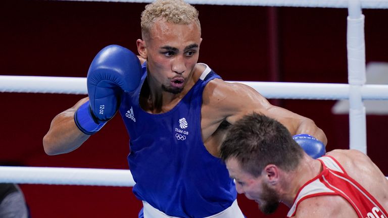 Ben Whittaker in action at the Tokyo Olympics