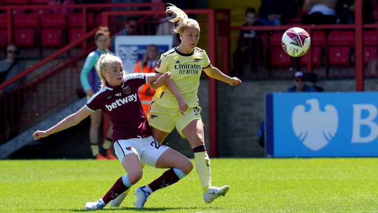 Beth Mead lashes a shot at the West Ham goal